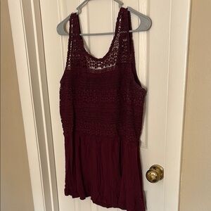 Lane Bryant Maroon Tank Top with Lace Overlay
